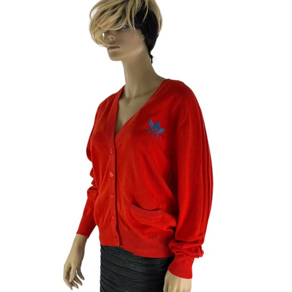 GUCCI X ADIDAS Orange Wool GG Women's Cardigan Made in Italy Marked as "L" - Picture 7 of 10